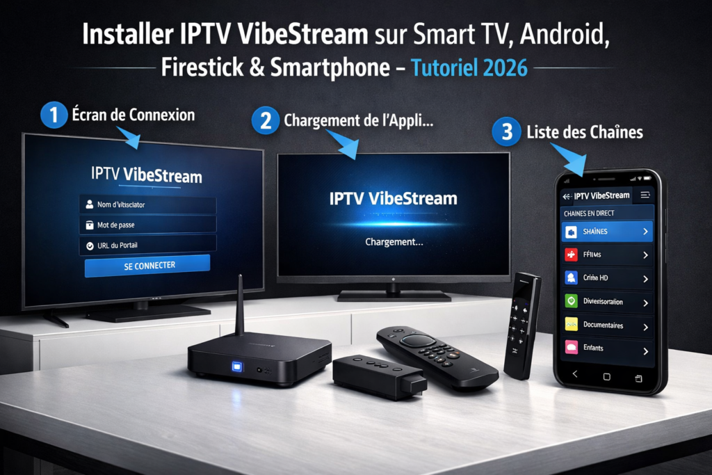 Installer IPTV VibeStream Smart TV Android Firestick Smartphone tutoriel