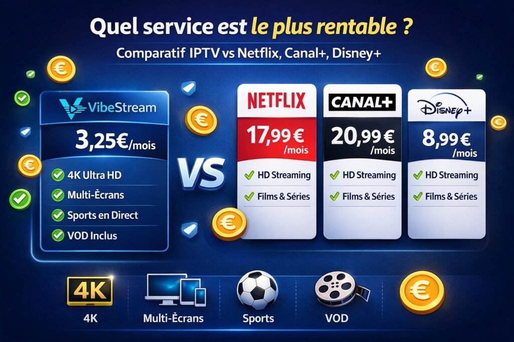 IPTV vs Canal+ Netflix Disney+ comparaison 2026 meilleur abonnement