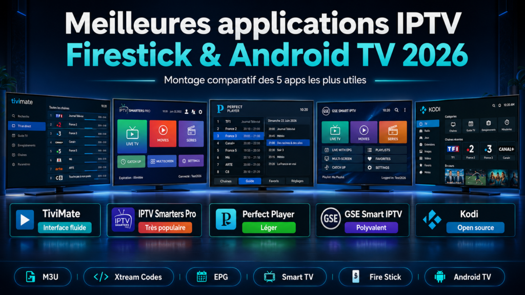 Meilleures applications IPTV Firestick Android TV 2026